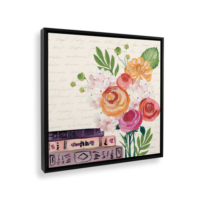 "Livres et fleurs II" par Yvette St. Amant, reproduction d'art sur toile