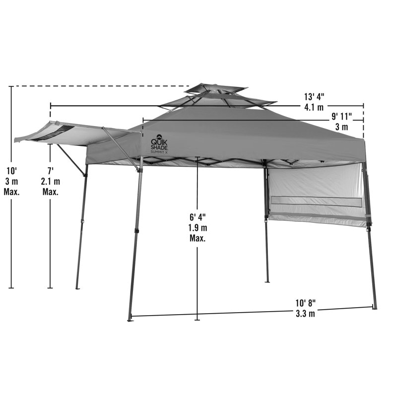 Taupe 17 Ft. Steel Pop-Up Canopy with Dual Awnings