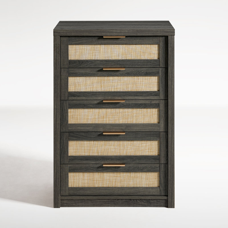 Commode 5 tiroirs 29,5 "Arianna, Chêne minuit