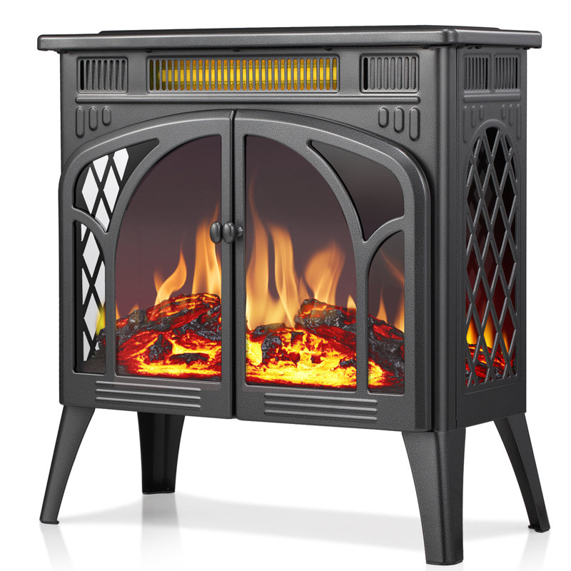  1500W Cathedral Style Electric Fireplace,25" Stove With Remote Control, Infrared Heater With 4 Flame Colors & Log Design, Overheat Protection, For Bedroom, Living Room, Office