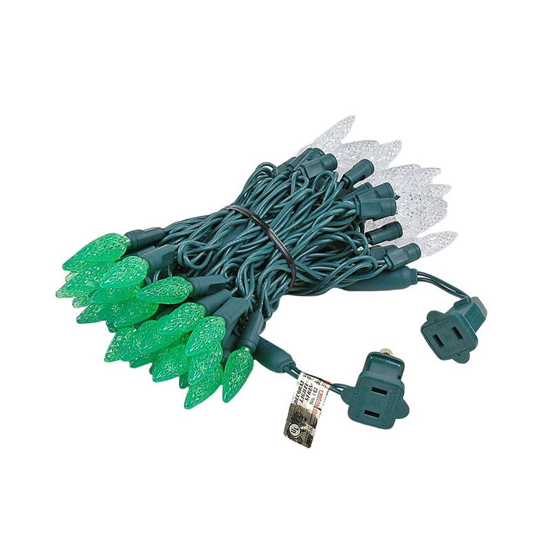 Guirlande lumineuse 70 lumières, Vert / blanc pur
