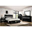 Grand lit en bois massif avec rangement en noir, aspect détente moderne