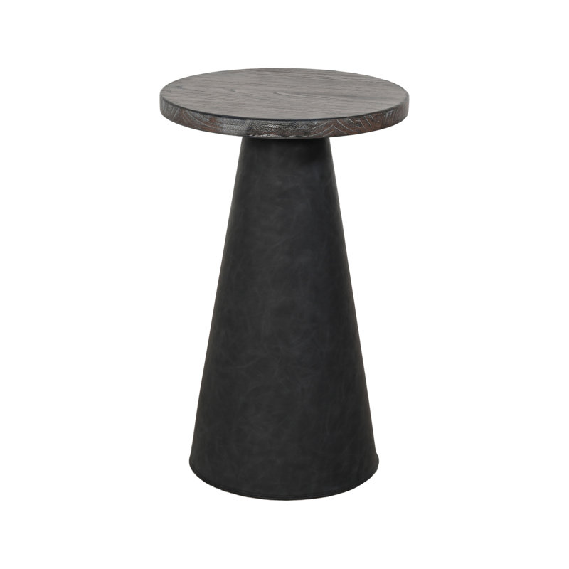 Modern Cone-Base Accent Table with Round Wood Top