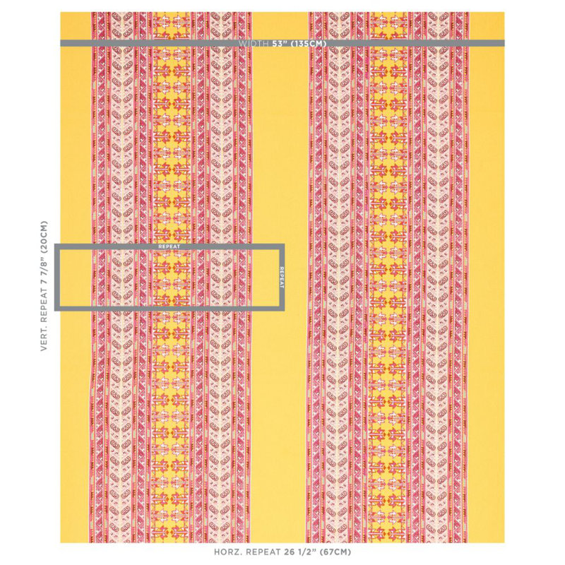 Vinka Embroidery Fabric, Pink/Yellow