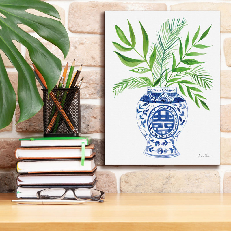 Toile épique Graffiti «Elegant Chinoiserie 2 White» par Farida Zaman, 12 po x 16 po, H 16 po x l 12 po