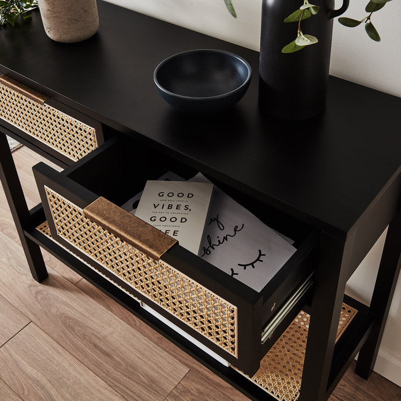 Tenaya Cane Console Table, Black