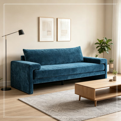 Chenille Upholstered 3-Seater Sofa with Wide Armrests