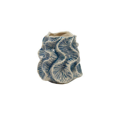Fieldway Organic Shaped Stoneware Vase with Wavy Pattern Exterior