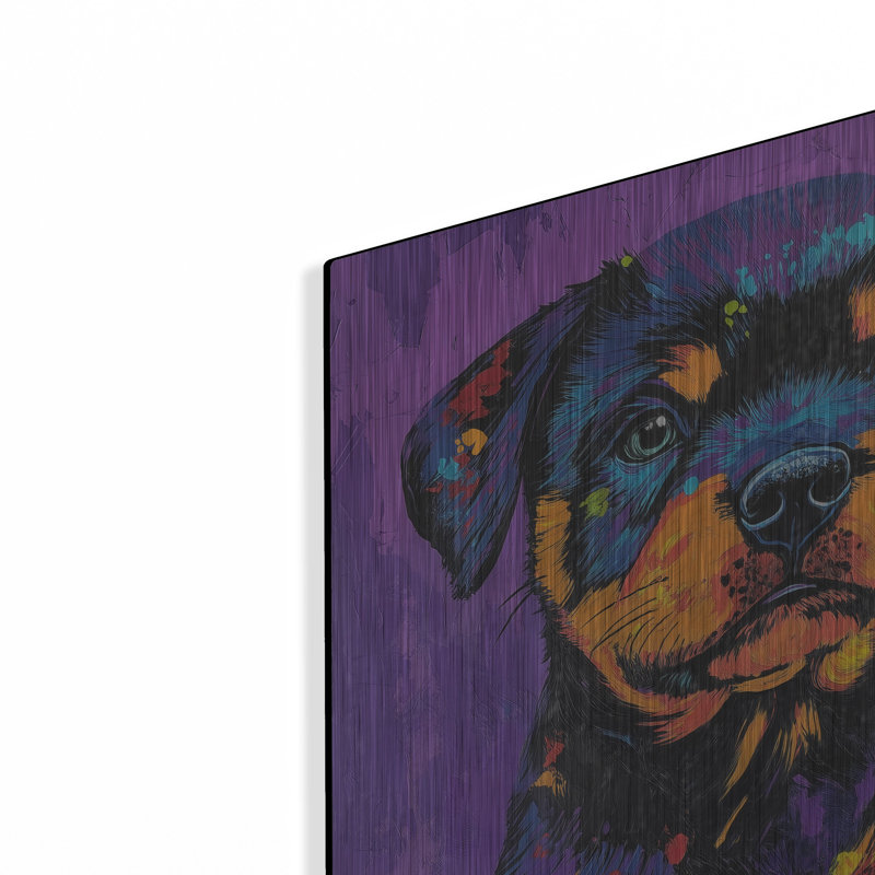  «Woof Rottweiler» par Rich Monet, art mural en métal, 12 po x 12 po, H 12 po x l 12 po