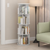 Daly 4-Tier Freestanding Rotating 360 Display Bookshelf, Bookcase, Storage Rack, White