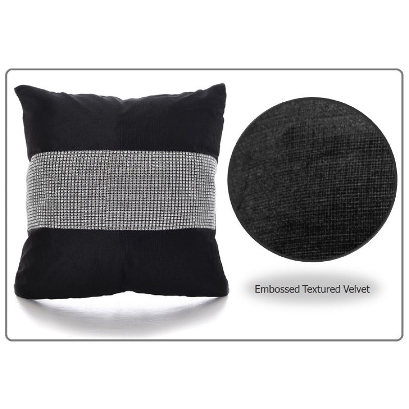 Adith Square Throw Cushion Cover, 43cm H x 43cm W x 4cm D, Black