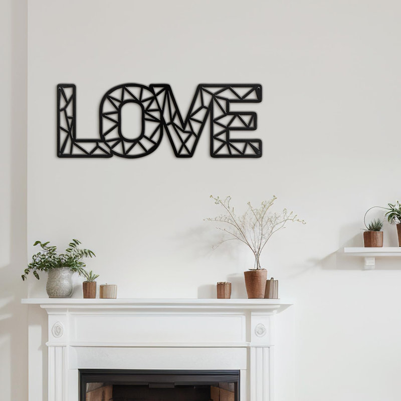 «Geometric Love - Artistic Love», décoration murale abstraite moderne, décoration murale suspendue, Noir
