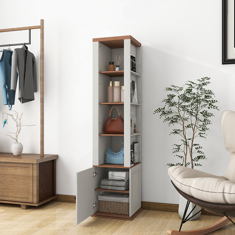 360° Rotating Storage Cabinet With Full-Length Mirror