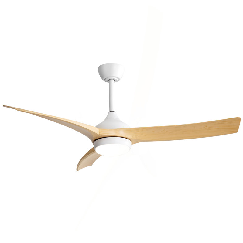 Ventilateur de plafond moderne de 52 pouces avec lumière DEL 18 W et moteur à télécommande 3 pales en ABS pour la chambre à coucher