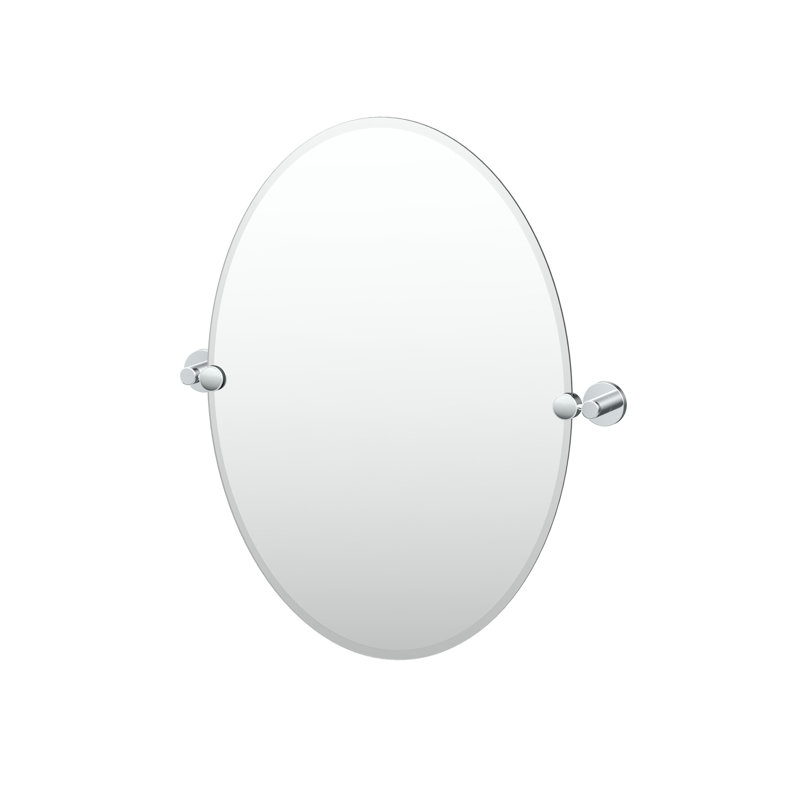 Miroir de salle de bain mural sans cadre Reveal | Pivotant (inclinable) et biseauté, 26,5 po x 24 po, Chrome