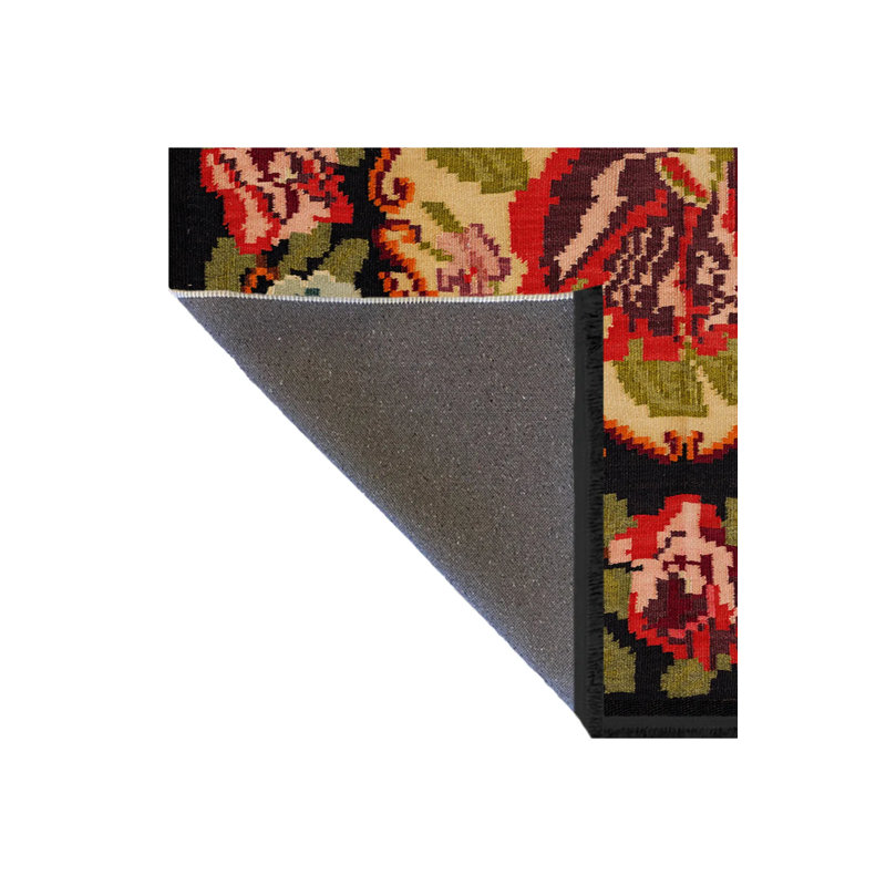 Multi-Colored Rose Patterned Decorative Rug, Rectangle 4'11.06" x 9'10.11"