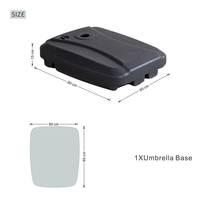 6.5kg Plastic Free Standing Umbrella Base with Wheels