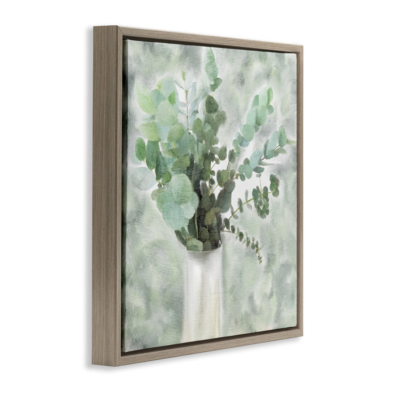 «Sage Green Painterly Eucalyptus Brown Grain», art mural sur toile flottante par Kimberly Allen, H 25 po x l 25 po