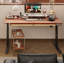 Bureau Mid-Century moderne en bois massif et acier au carbone réglable en hauteur-922560831
