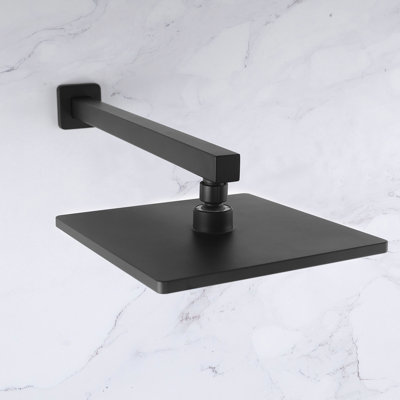 Square Shower Arm With Flange, Stainless Steel, Bathroom Wall Mounted, Brushed Nickle