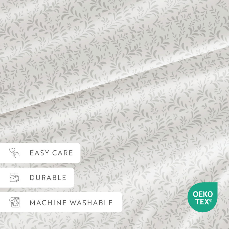 Ensemble de draps en microfibre à motif Simply Soft™, Grand, Éclat de vignes grises