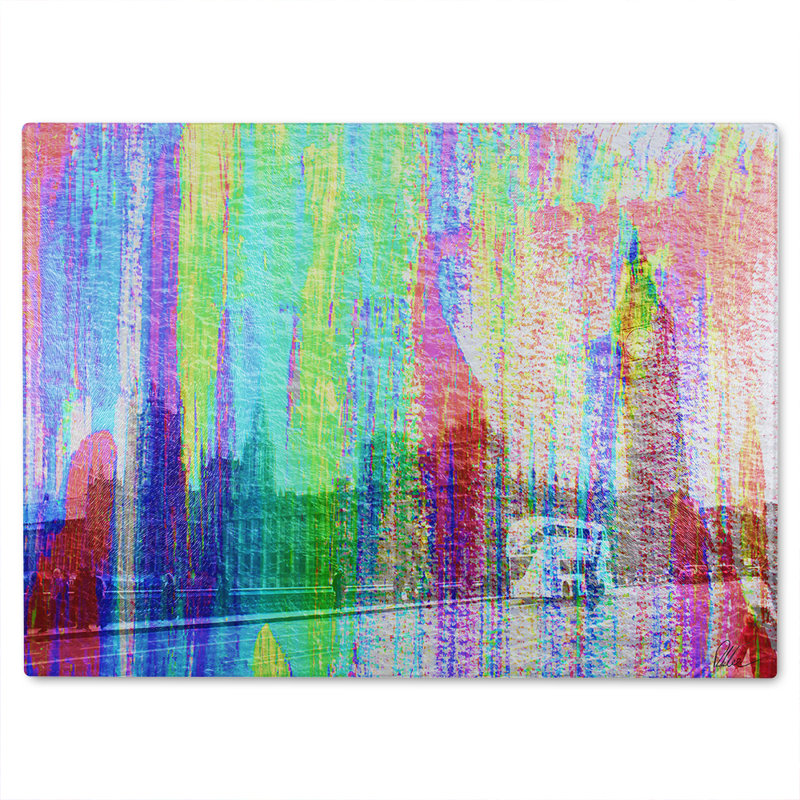 Rainbow Bridge Glass Chopping Board, 40cm L x 28cm W