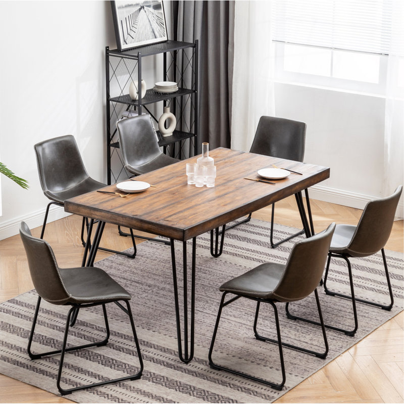 Aryven Industrial 7-Piece Dining Set, Antique Gray, Antique Gray