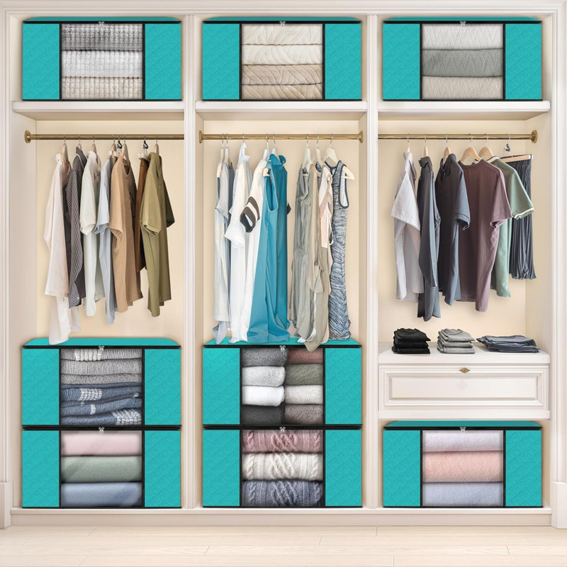 8 Pack Clothes Storage, Foldable Thick Fabric Blanket Storage Bags, Storage Containers For Organizing Bedroom, Closet, Clothing, Comforter, Organization And Storage With Handle