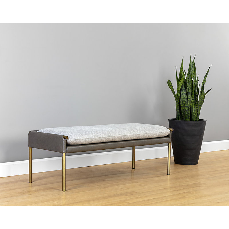 Bellevue Upholstered Tufted Bench, Belfast Heather Gray
