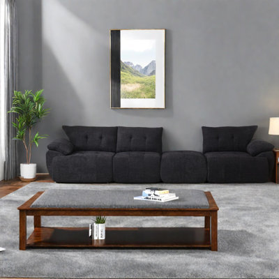 Canapés à compression, grand canapé modulaire moderne en chenille de 115 pouces pour la maison