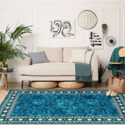 Tapis à bordure chic et lavable pour la salle à manger