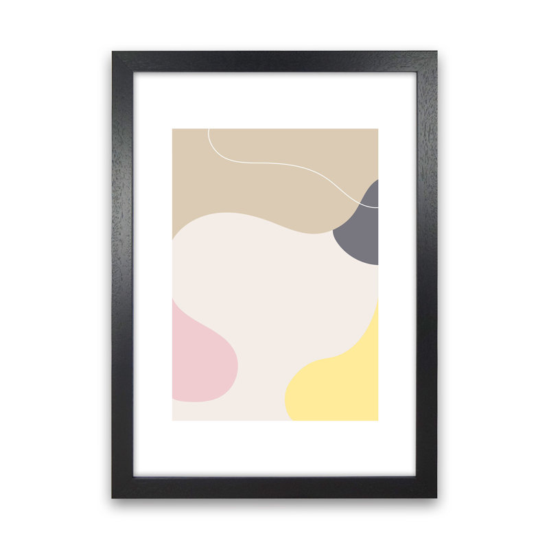 Mila Pink Abstract N24 by Pixy Paper - Print, 29.7cm H x 21cm W x 3cm D, Black Framed