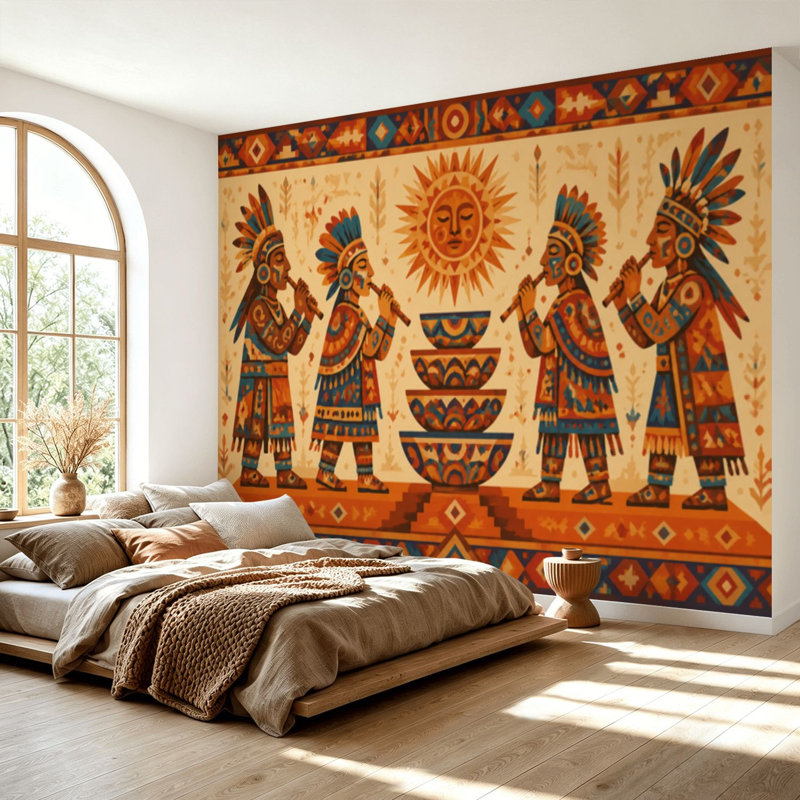 Papier peint adhésif autocollant Kokopelli Southwestern Native American Indian, H 69 po x l 96 po