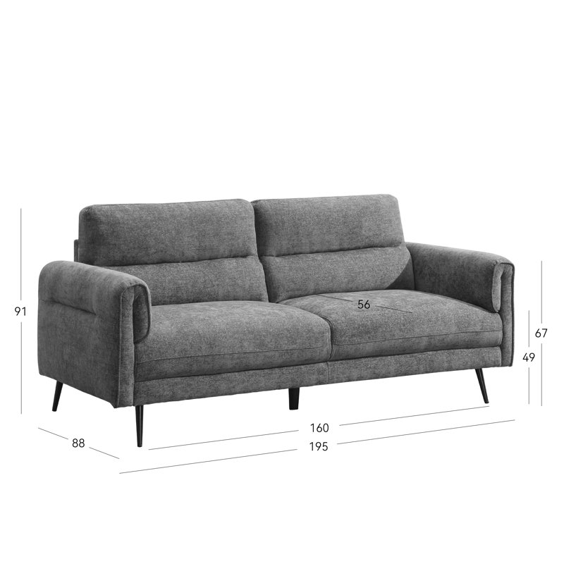Oakley Contemporary Upholstered Sofa, Orange, 3