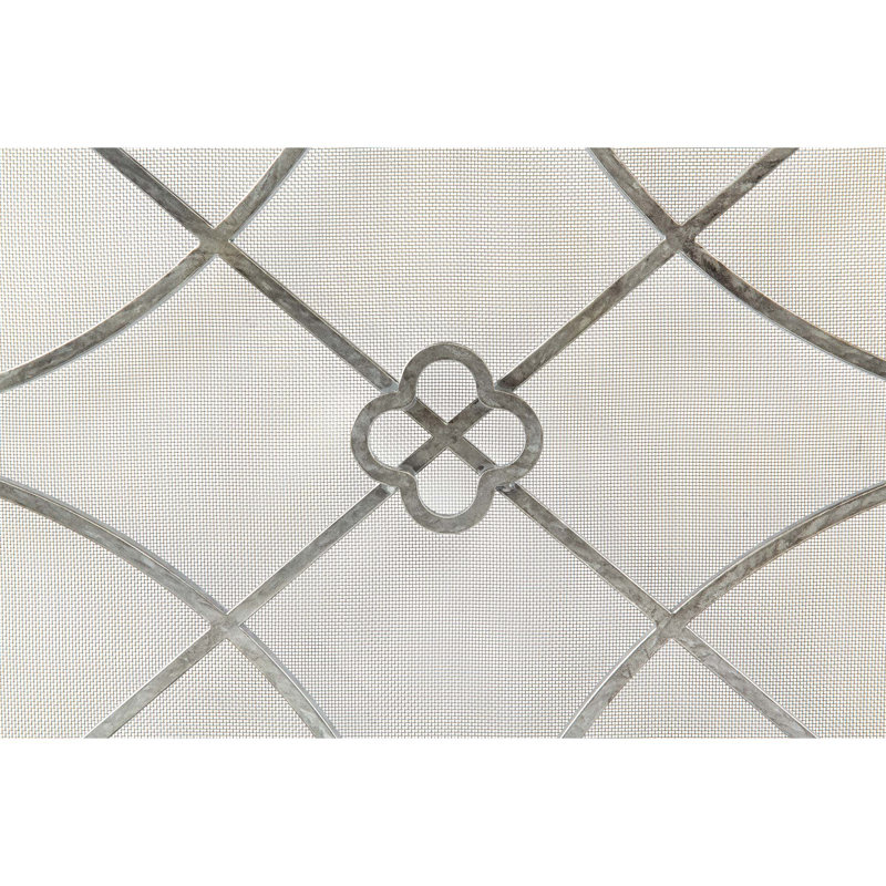Boxwoods Bifold Iron Fireplace Screen, Royal Silver