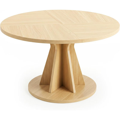 Table de salle à manger ronde pour 4 sièges, plateau de table épais de 1,18 po avec piédestal en bois, table de salle à manger circulaire pour la salle à manger
