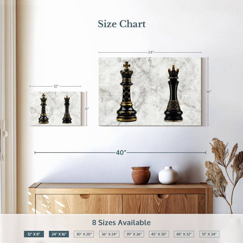 Senne Chess Royalties, 16" H x 24" W
