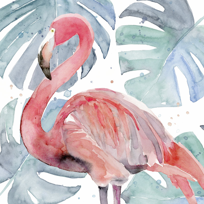 Flamingo Splash II by Annie Warren - Wrapped Canvas Painting, 30cm H x 30cm W x 3.8cm D
