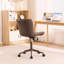 Chaise de bureau pivotante en cuir véritable avec roulettes Brionni-1029916917