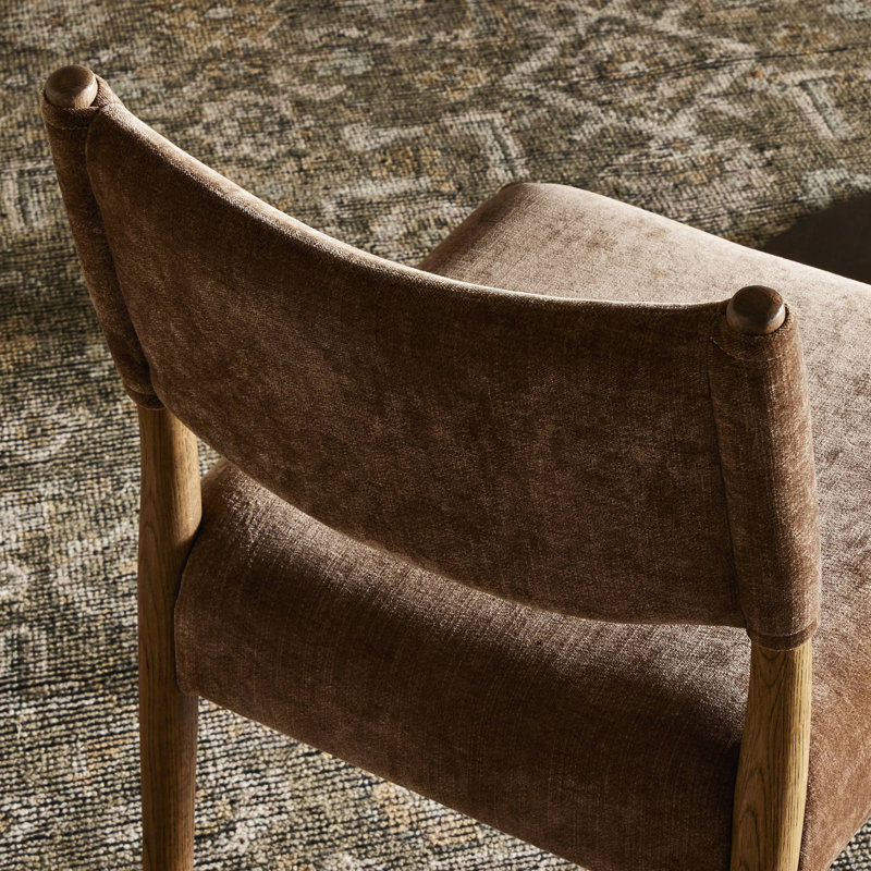 Jayla Upholstered Dining Chair, Altair Mushroom, Toasted Oak