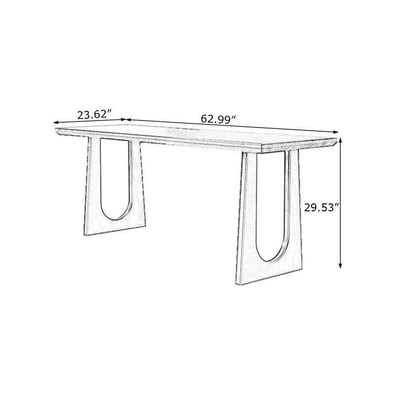 Bureau rectangulaire en bois massif noir, H 29,53 po x l 62,99 po x P 23,62 po