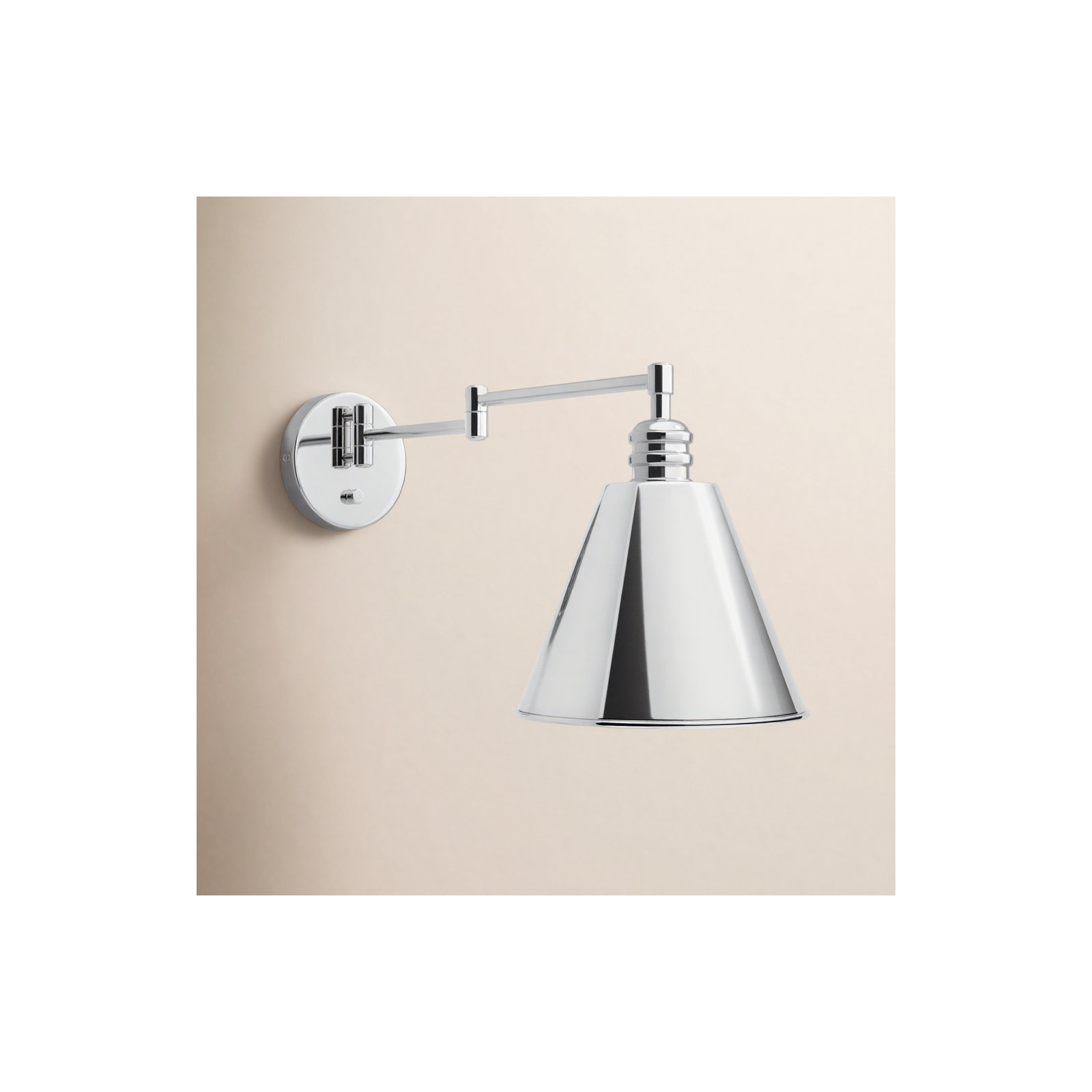 Cidni Single Light Dimmable Swing Arm Sconce, Polished Nickel