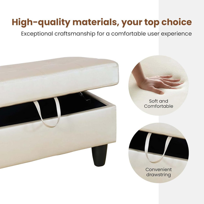 35'' Ottoman With Storage, Light Grey
