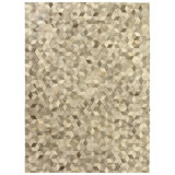 Natural Hide Cowhide Geometric Area Rug in Silver