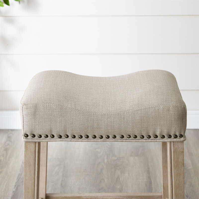 Backless Counter Stools Set of 2 with Nailhead Trim