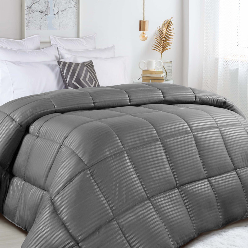 Édredon en duvet synthétique réversible 100% brossé Superior, Édredon très grand, Argent
