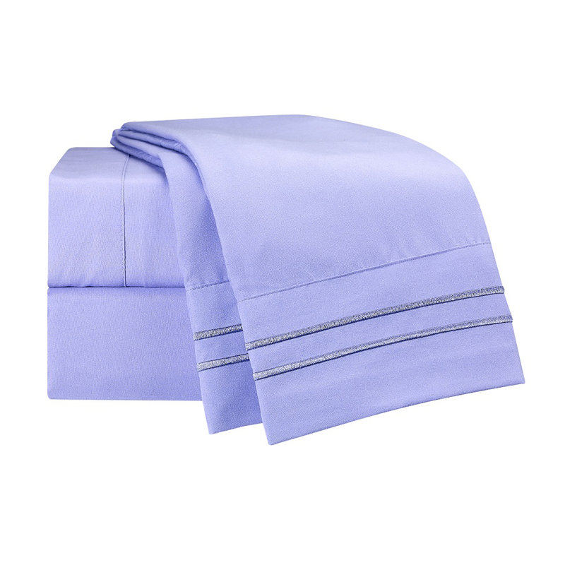Microfiber Striped Sheet Set, Lavender, Twin Sheet Set + Fitted Sheet + 1 Pillowcase