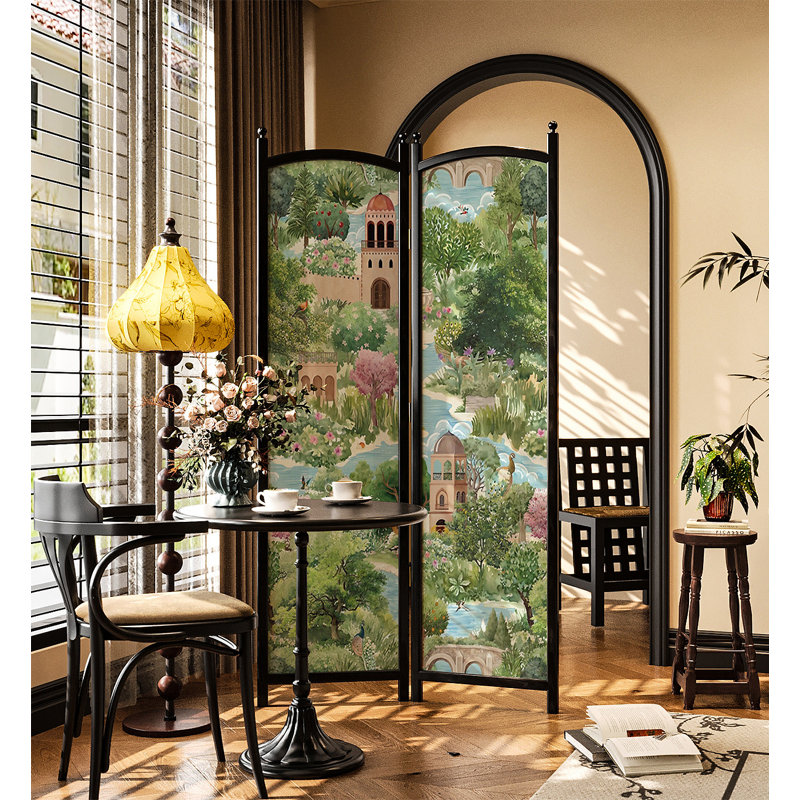 Paravent de chambre pliable Mid-Century, 2, 70.9" H x 39.4" W x 1.2" D, Black