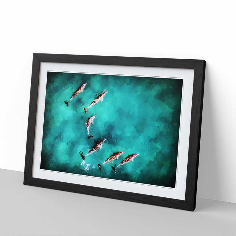 Sunlight upon the Dolphins in Abstract - Framed Print, Black Framed, 27cm H x 36cm W x 2cm D