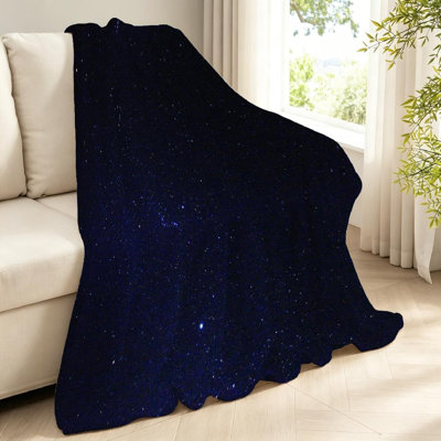 Jeté en flanelle bleue ultra douce, imprimé rectangle Constellation Night Sky